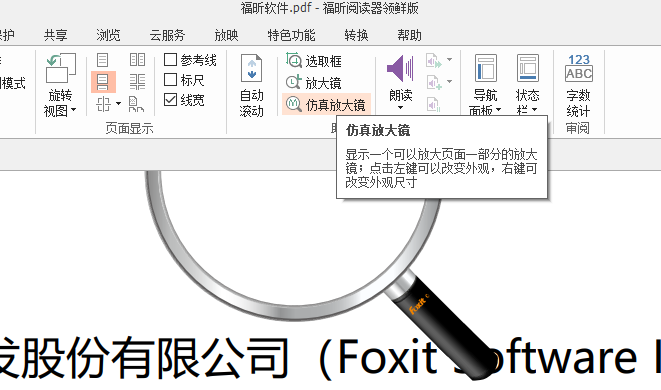 PDF阅读器中的仿真放大镜怎么使用